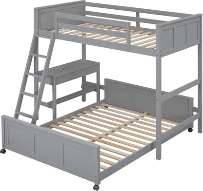 Parent-Child Bunk Bed with Desk and 2 Drawers