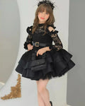Girls' High Neck, Lace Sleeve, Corset, Fluffy Formal Party Dress childrensterritory