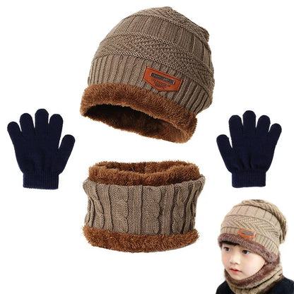 Plush Warm Winter Hat, Neck Scarf and Gloves Set for Kids childrensterritory