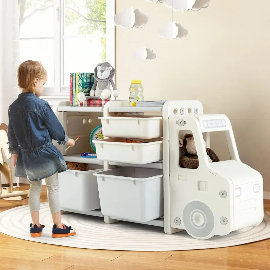 Car Design Kids Enclosed Toy Storage Organizer for Playroom