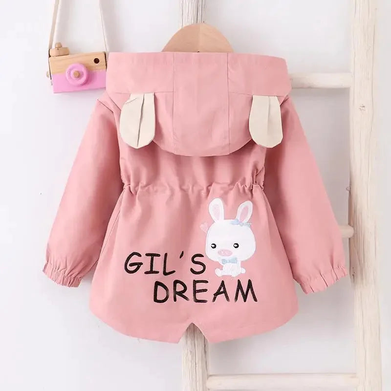 Girls' Long-Sleeved Rabbit Design Hooded Jacket