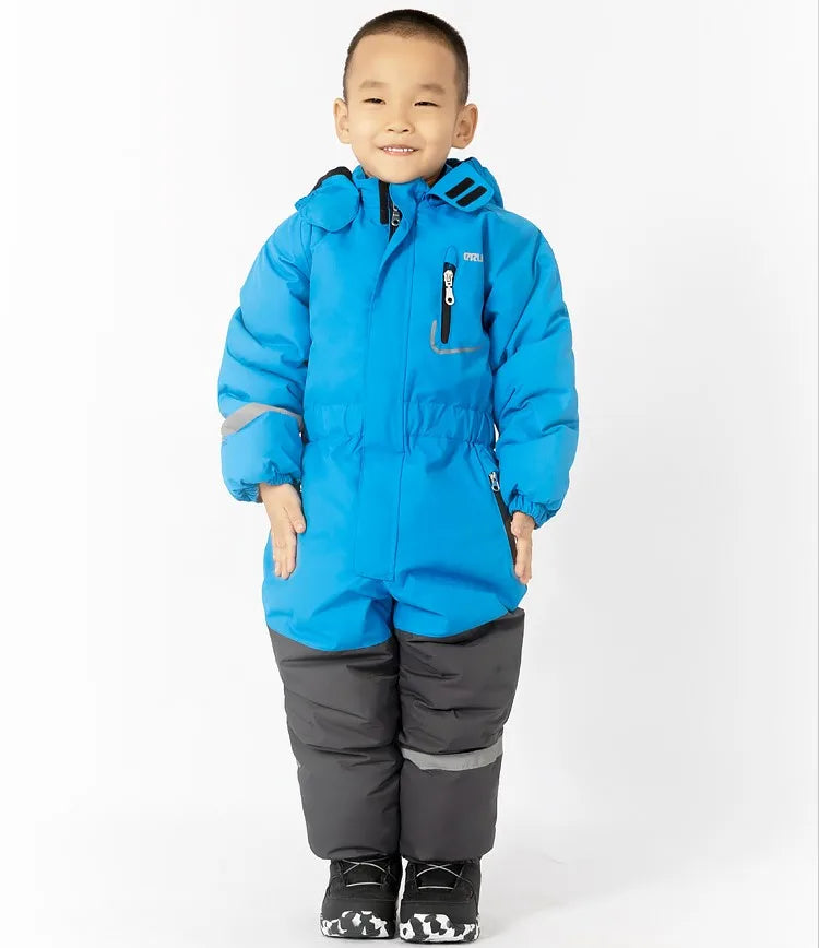 Plus Velvet Windproof Kids One-piece Thickening Ski Suit childrensterritory
