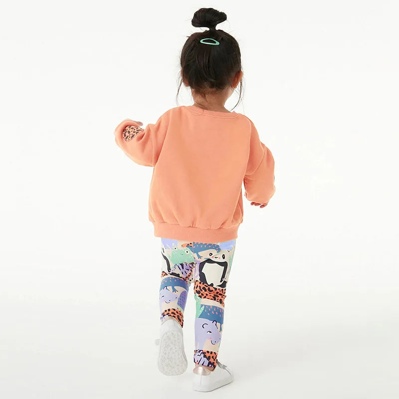 Kids Girls Embroidered Bear Top and Printed Bottoms Set childrensterritory