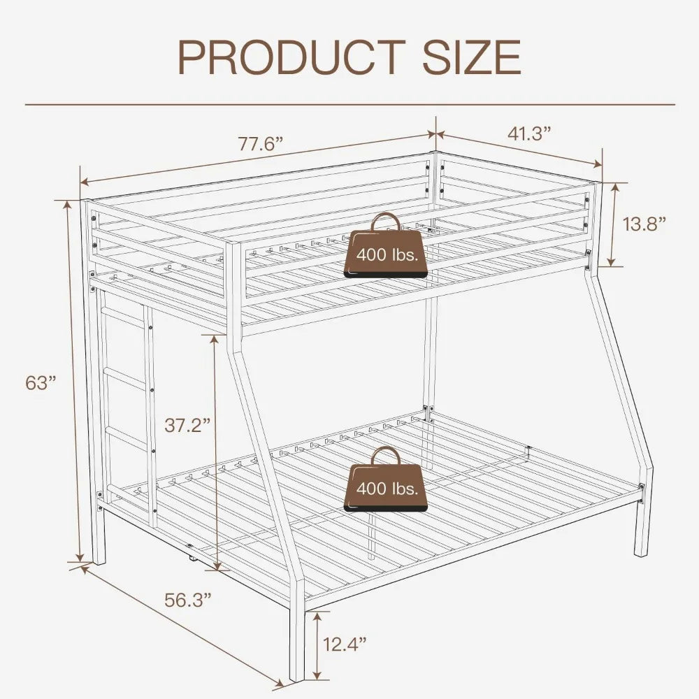 Twin Over Full-Size Beds with Sturdy Guard Rail &amp; Removable Ladder childrensterritory