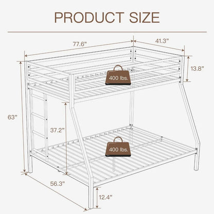 Twin Over Full-Size Beds with Sturdy Guard Rail &amp; Removable Ladder childrensterritory