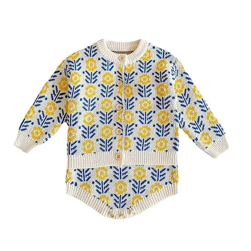 Baby Girl Hollow Out Knitwear Outfit Set