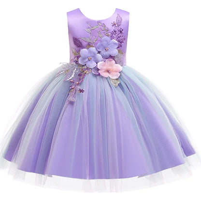 Girls Floral Design Tutu Elegant Party Dresses