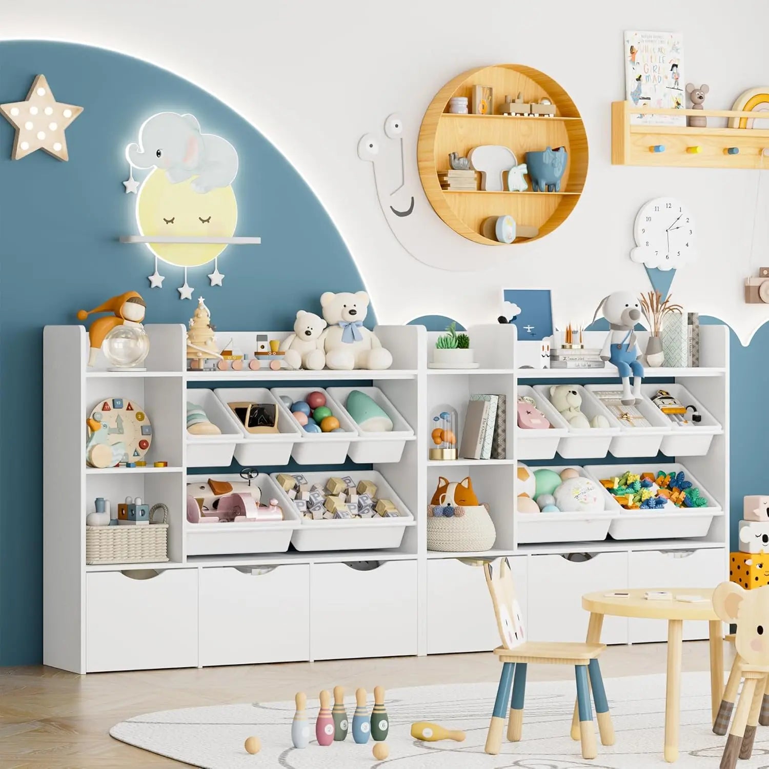 Book and Toy Storage Organizer with Invisible Wheels