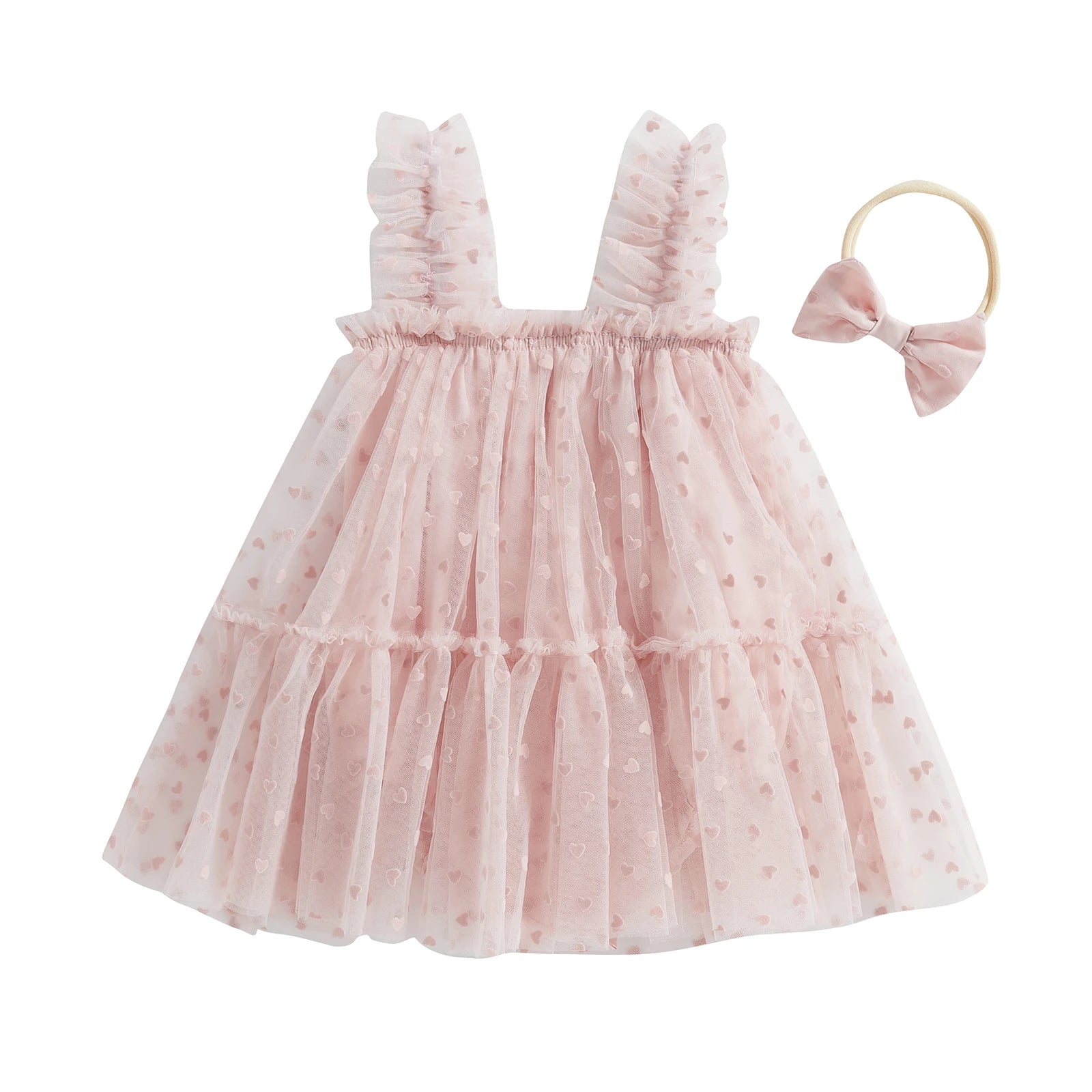 Baby Girls' Floral Print Summer Dress with Bow Headband