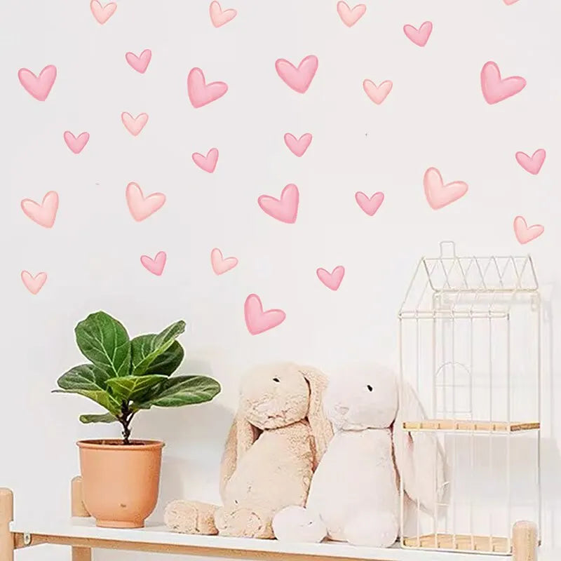 Waterproof Soft Pink Removable Heart Shape Wall Stickers childrensterritory