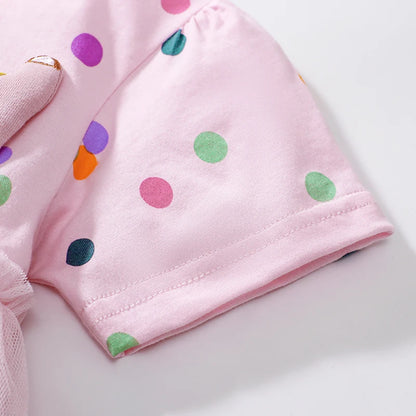 Kids Girls Cartoon Cat Embroidered Pink Summer Dress childrensterritory