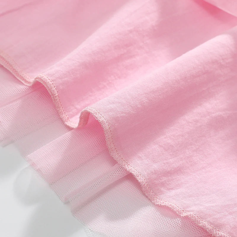 Kids Girls Heart Print Cute Casual Mesh Dress childrensterritory