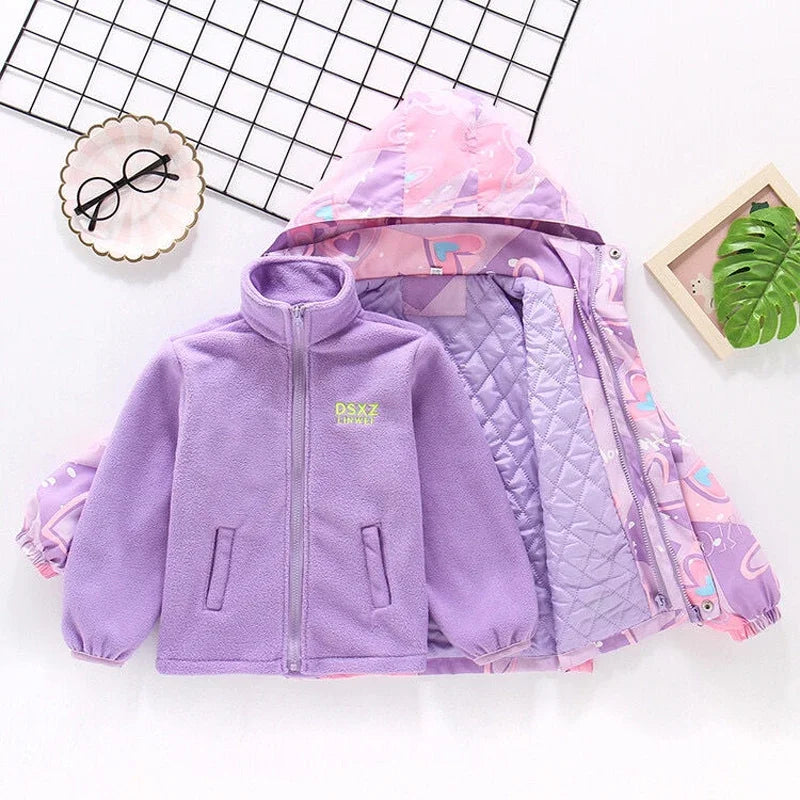 Girls’ Full-Sleeve Printed Hooded Jackets