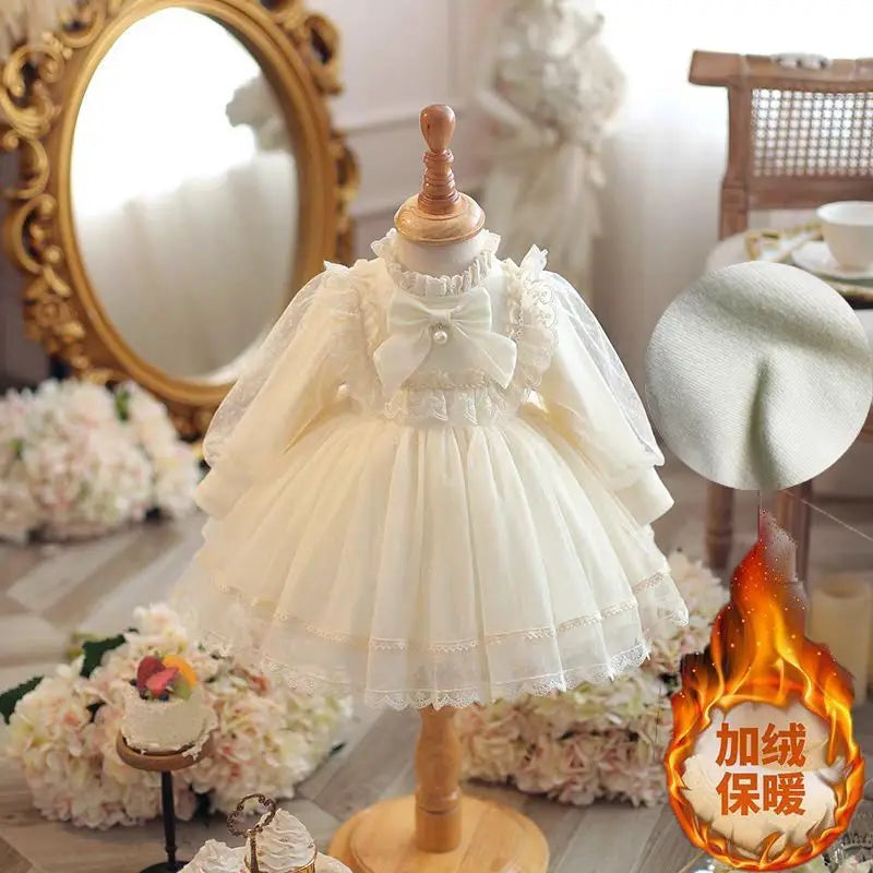 Baby Girl Fluffy Tutu Lace Design Baptism Party Dresses