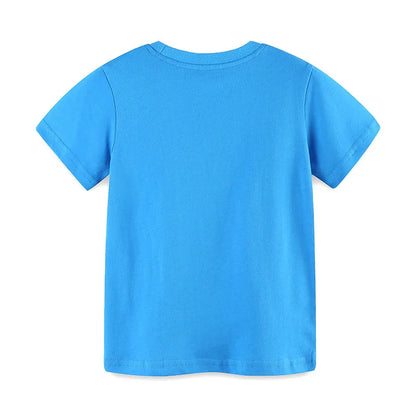 Kids Boys Cartoon Camp Dinosaur Print Cotton T Shirts childrensterritory