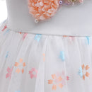 Kids Girls Colorful Flowers' Design Prom Party White Dress childrensterritory