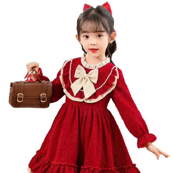 Baby Girls’ Elegant Long-Sleeve Winter Dresses