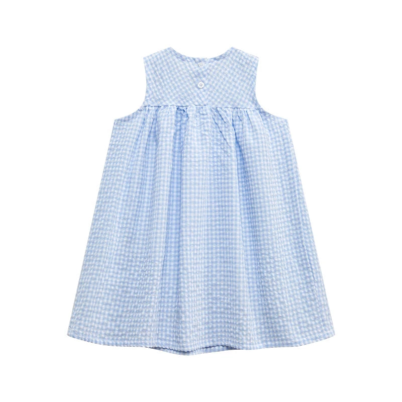 Sleeveless Cartoon Ducks Print Girls Summer Dresses childrensterritory