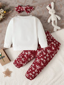 Baby Girl Rabbit Print Pullover & Floral Print Pants & Headband Set childrensterritory