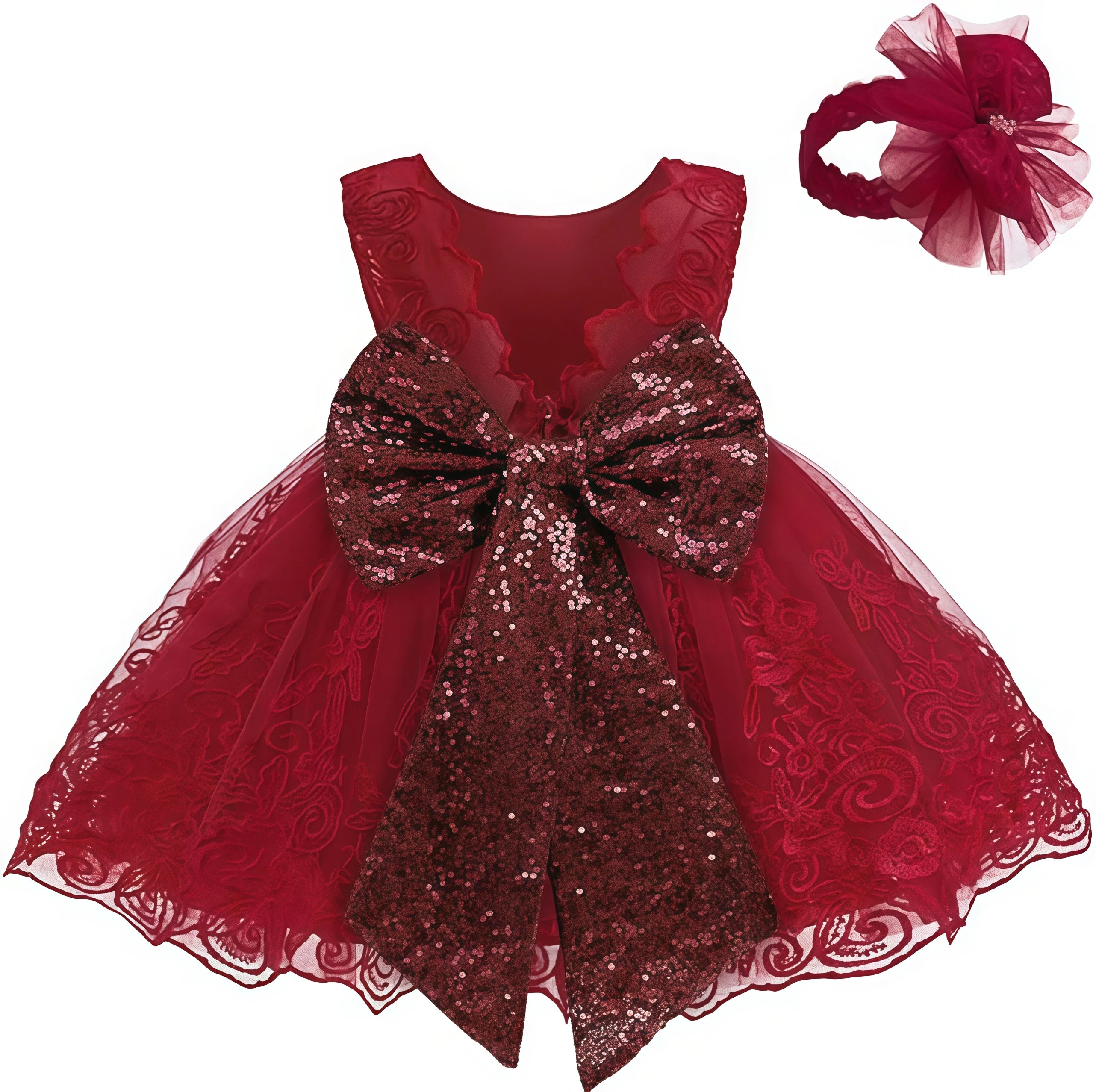 Baby Girls' Sleeveless Bow Design Elegant Party Dresses childrensterritory