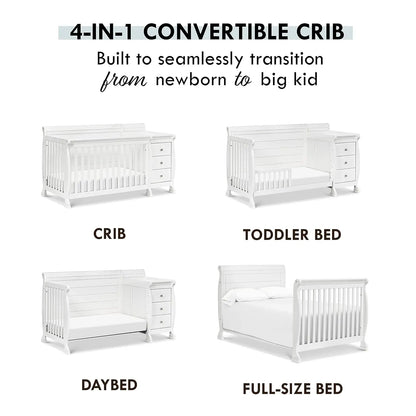 The 4-in-1 White Convertible Crib and Changer Combo childrensterritory