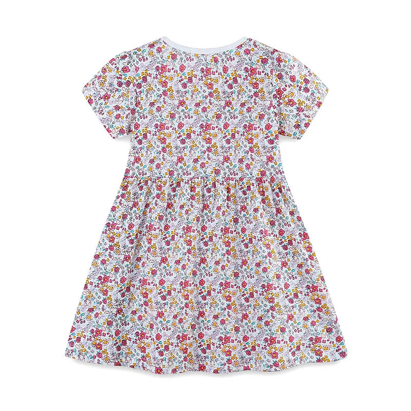 Floral and Cartoon Duck-Embroidered Little Girls&