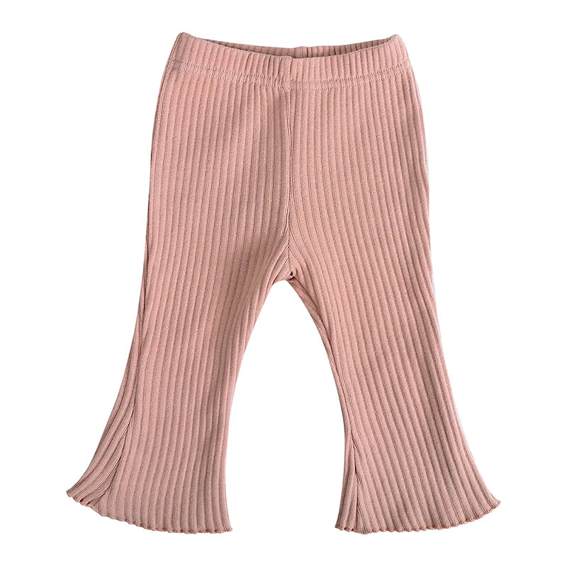 Girls' Solid Colour Elastic Casual Trousers