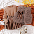 Girls' Long-Sleeved Bow Design Winter Outfit childrensterritory
