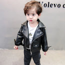 Little Boys Girls Solid Leather Jacket For Spring Autumn childrensterritory