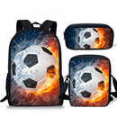 3D Soccer Foot Ball Print 3pcs/Set Kids School Bags Backpack