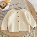 Solid Color Long Sleeve Infant Girls Knitted Cardigans childrensterritory