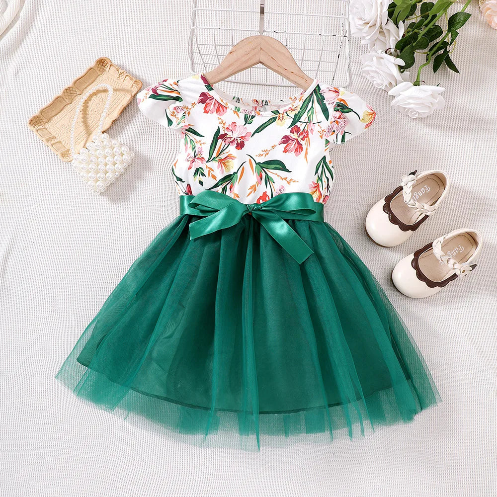 Floral Print Kids Girls Party Dresses childrensterritory