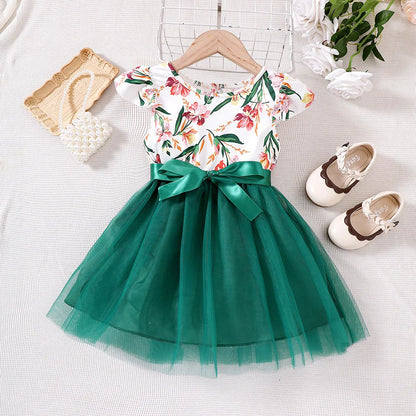 Floral Print Kids Girls Party Dresses childrensterritory