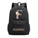 Canvas High School Backpack with Custom Letter Name