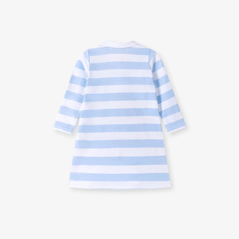 Little Girls Cartoon Unicorn Design Striped Polo Dress