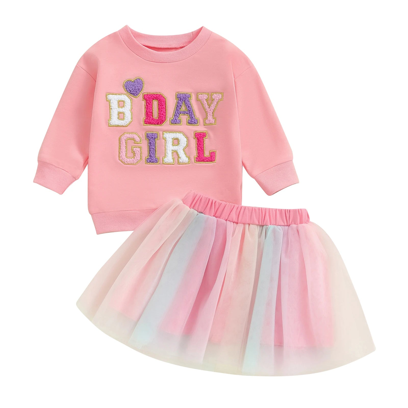 Little Girls' Embroidery Tops + Tutu Skirt Birthday Outfits