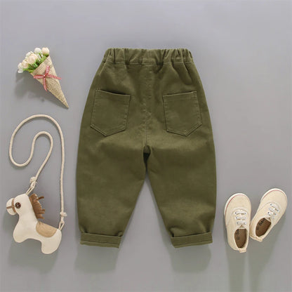 Little Boys Solid Color Casual Pants For Spring Autumn childrensterritory