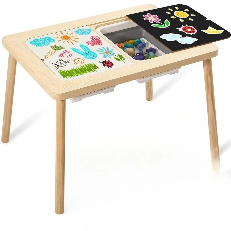 Multifunctional Kids Sensory Table with 2 Storage Boxes and 2 Stools childrensterritory