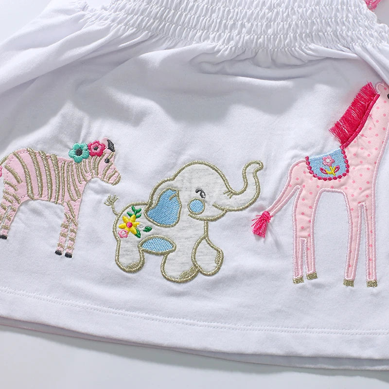 Cartoon Unicorn Tops + Cotton Pants Kids Girls Summer Clothing Sets childrensterritory