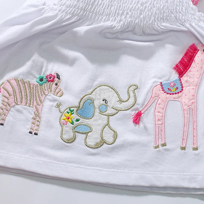 Cartoon Unicorn Tops + Cotton Pants Kids Girls Summer Clothing Sets childrensterritory