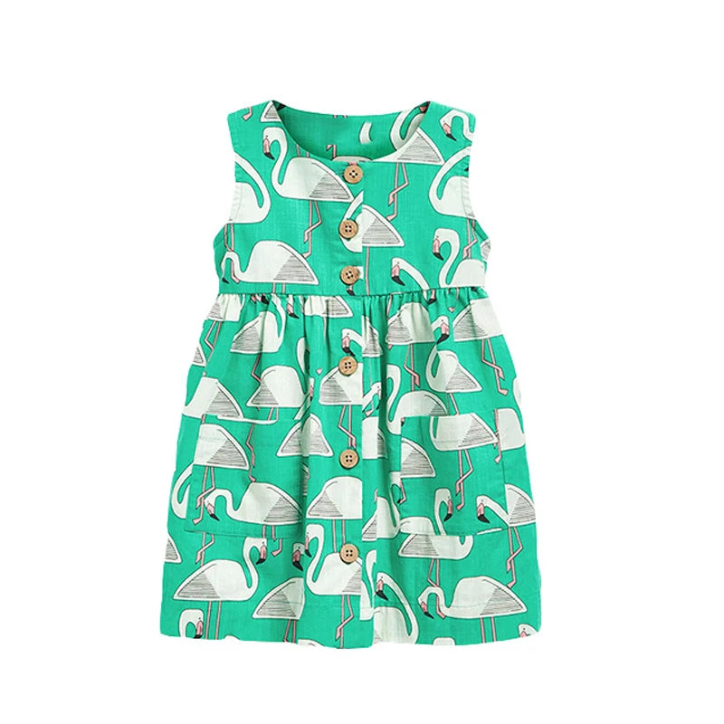 Red-crowned Crane Design Little Girls Sleeveless Dress childrensterritory