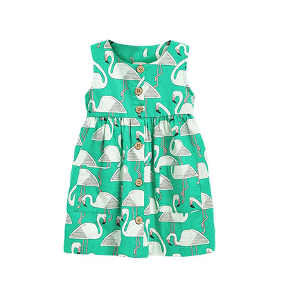 Red-crowned Crane Design Little Girls Sleeveless Dress childrensterritory