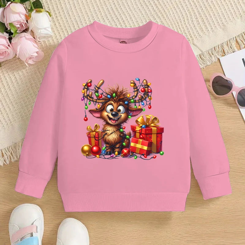 Boys &amp; Girls Elk Deer Print Christmas Sweatshirts childrensterritory