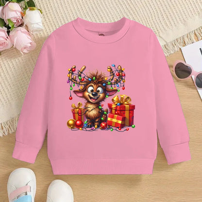 Boys &amp; Girls Elk Deer Print Christmas Sweatshirts childrensterritory