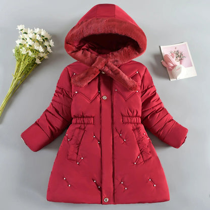 Kids Girls Mid-Length Hooded Windbreaker Coats childrensterritory