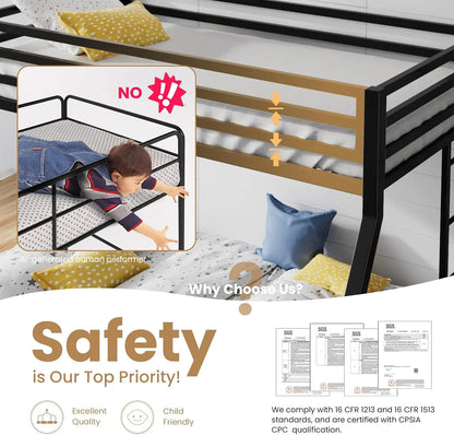 Twin Over Full-Size Beds with Sturdy Guard Rail