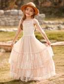 Girls Long Lace Design Plus Size Summer Princess Dresses childrensterritory