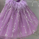 Kids Girls Beading Sequin Ball Gown/Party Dresses with Feather Cape
