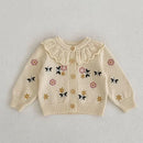 Solid Color Long Sleeve Infant Girls Knitted Cardigans childrensterritory