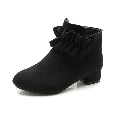 Kids Girls Suede Low Heels Short Ankle Warm Boots childrensterritory